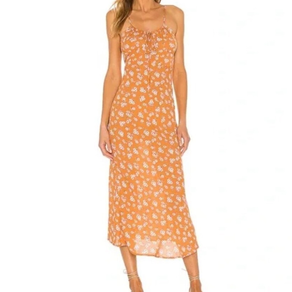 SNDYS Floral Orange Midi Dress